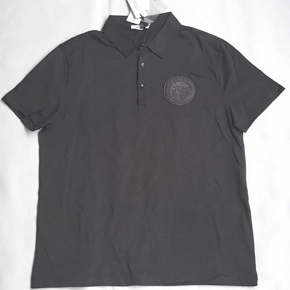 NWT$450 Versace Collection Embroidered Round LOGO 3 Button Polo Shirt - Picture 11 of 15